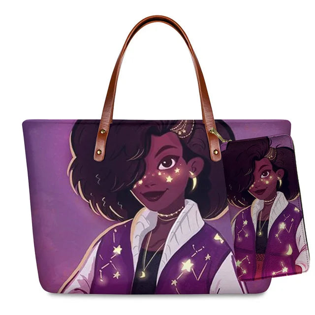 Young Ladies Handbags Black Art American African Girls Printed Popular Hand Bags Women Handbags Lady Fashion Designers Handbags