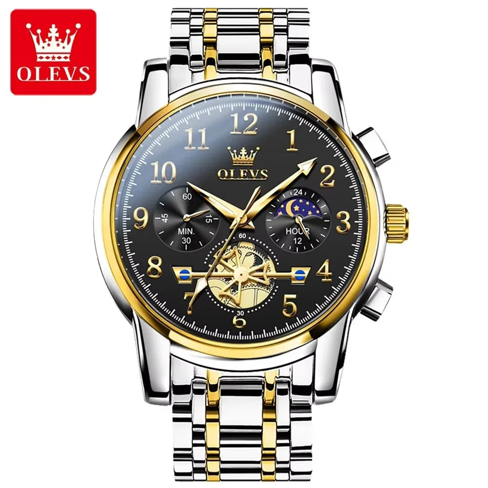 OLEVS 2900 Men's Watches Business Top Luxury Quartz Men Stainless Steel Strap Waterproof Luminous Hands Wristwatch Reloj Hombre