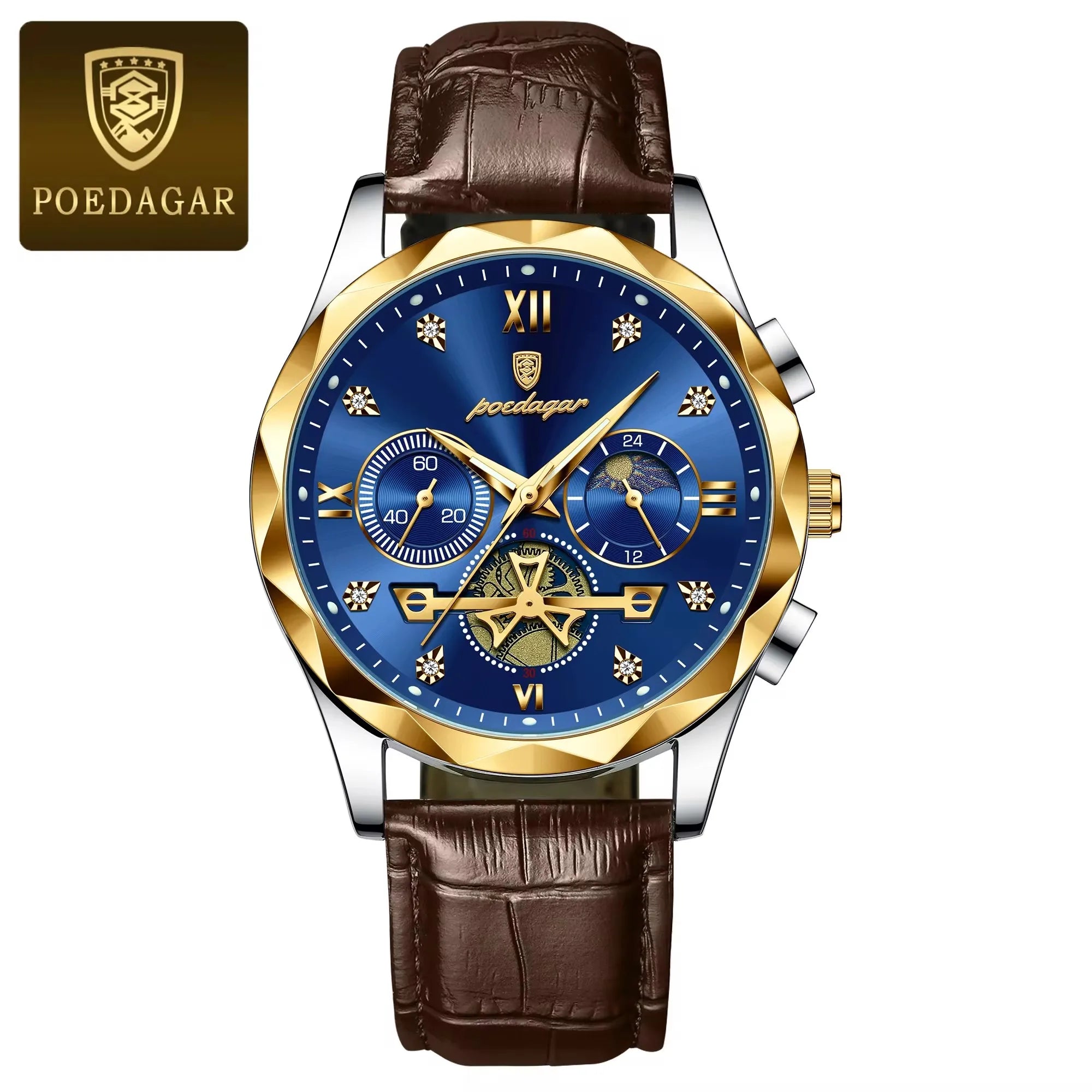 POEDAGAR 996 Luxury Business Man Wristwatch Leather Men's Watches Waterproof Luminous Male Watch for Men Quartz Clock Reloj
