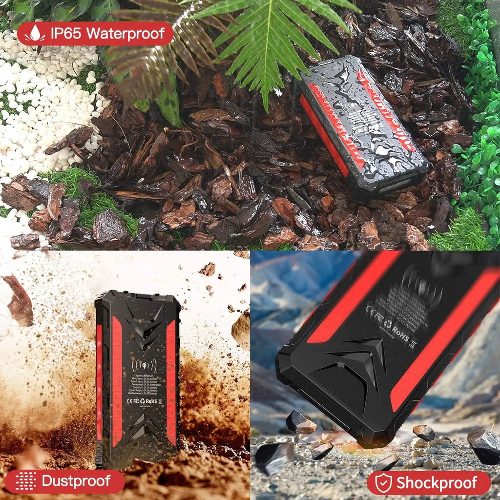 Wholesale OEM ODM Custom Solar Charger Power Bank Wireless Emergency Outdoor Camping 20000mAh Solar Power Bank for Mobile Phones
