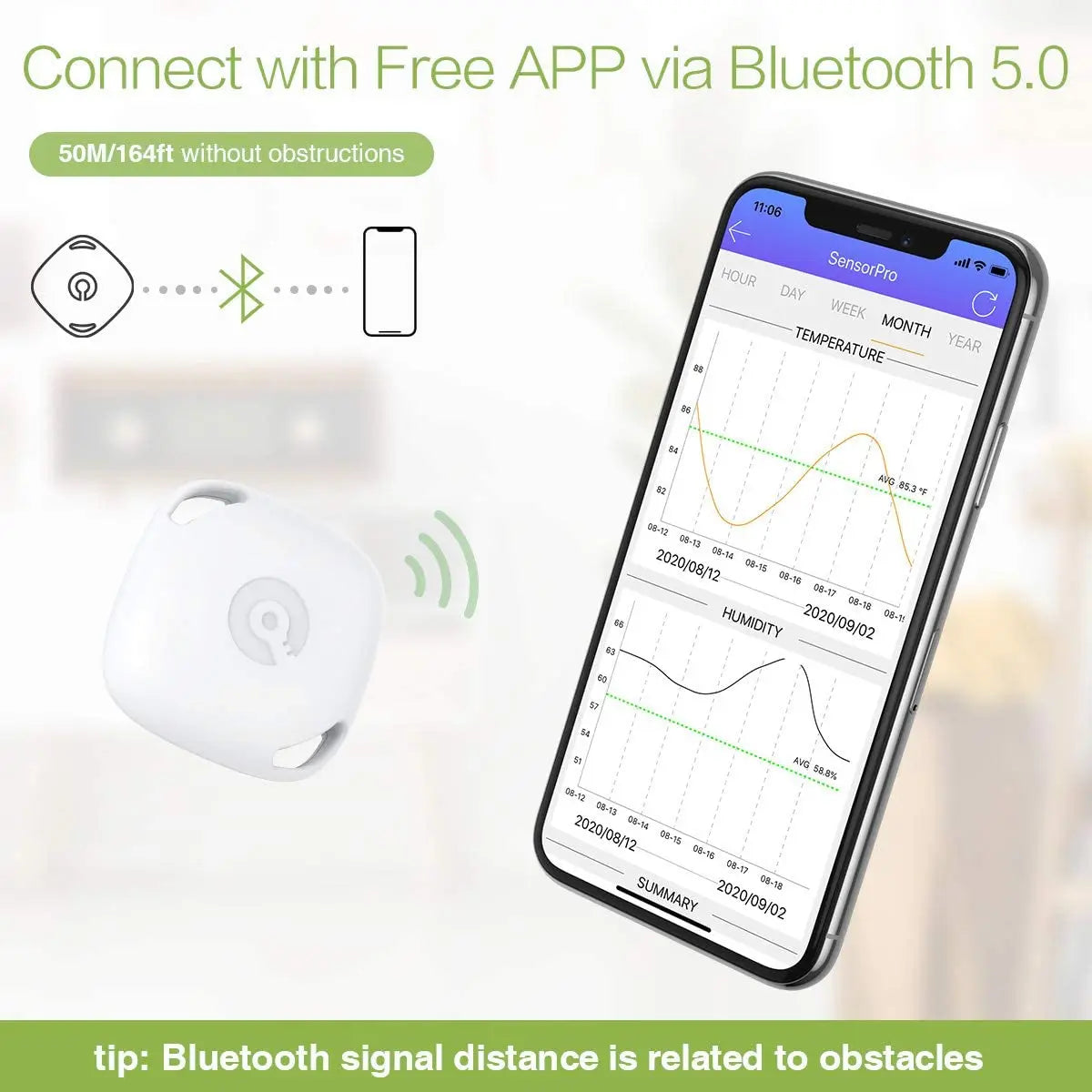 Smart Temperature and Humidity Sensor Smart Home Indoor Outdoor Intelligent Sensor Thermometer Hygrometer Meter
