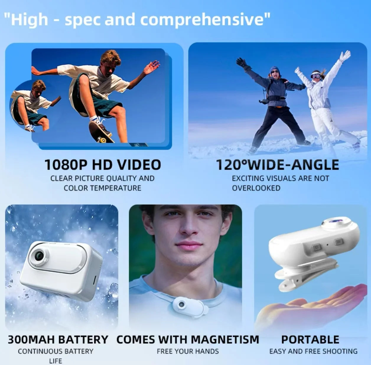 LA10 Pet Perspective with Memory Card Mini Outdoor Tracking Camera for Sports Back Clip Motion Camera Thumb Sports Camera