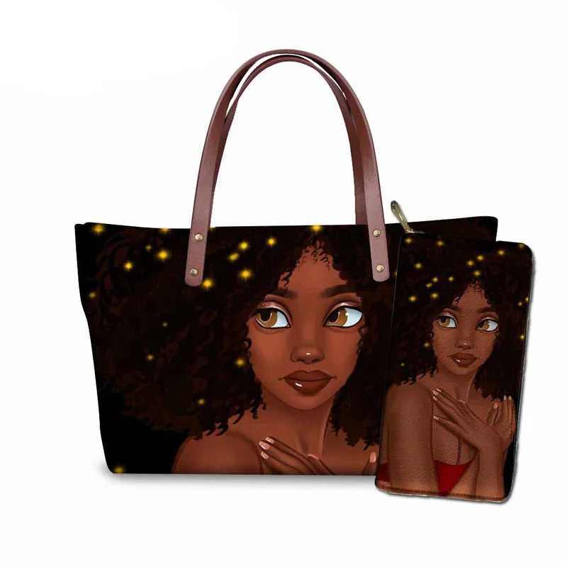 Young Ladies Handbags Black Art American African Girls Printed Popular Hand Bags Women Handbags Lady Fashion Designers Handbags