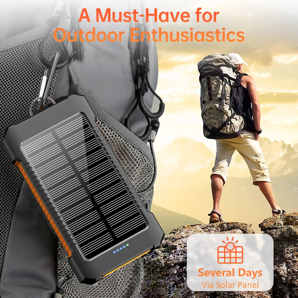 New Product Ideas 2026 Real 8000mAh Portable External Battery Solar Power Bank With LED Flashlight Large Capacity Power Bank