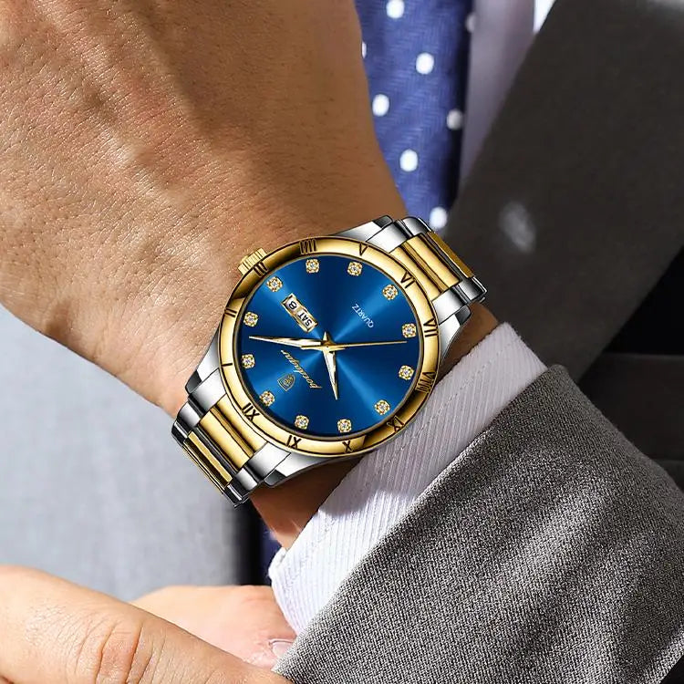 POEDAGAR 878 Top Quartz Stainless Steel Men's Watches Sports Reloj Luxury Watch Man Date Week Waterproof Luminous Man Wristwatch
