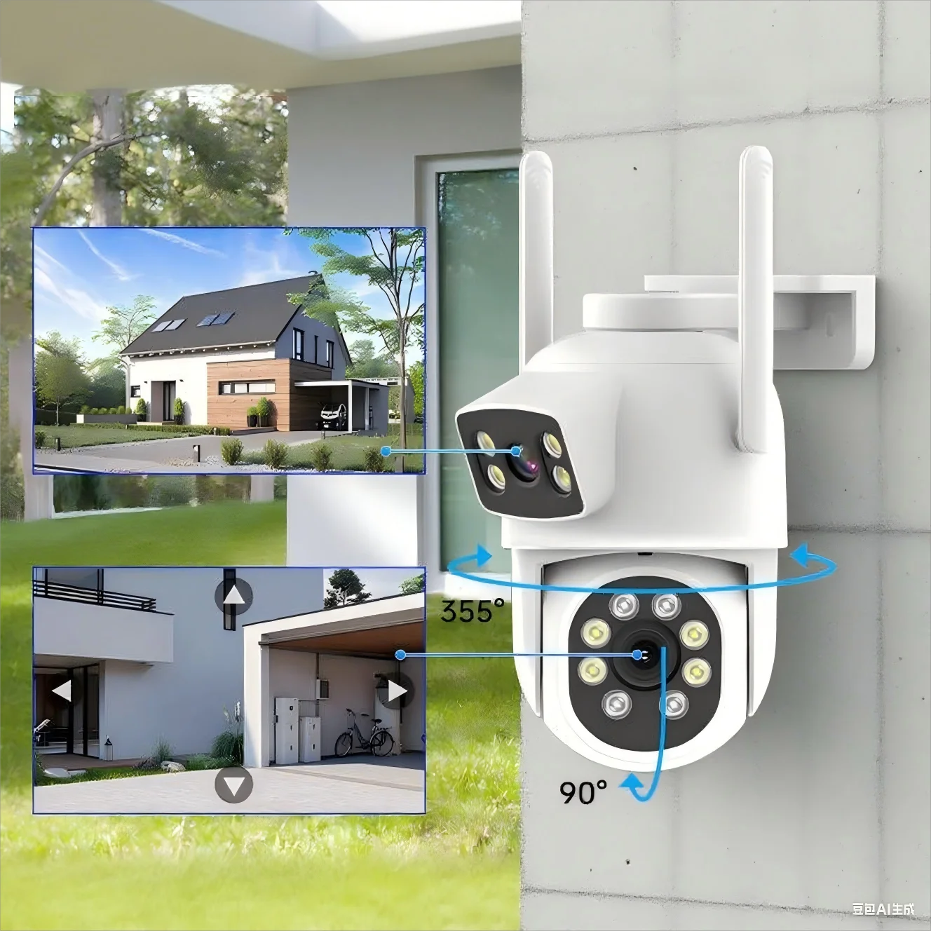 4MP Wireless Home Security Camera Baby Pet Hd Ptz Smart Camera Wifi Mobile App Video Call Sound Detection Memory Card