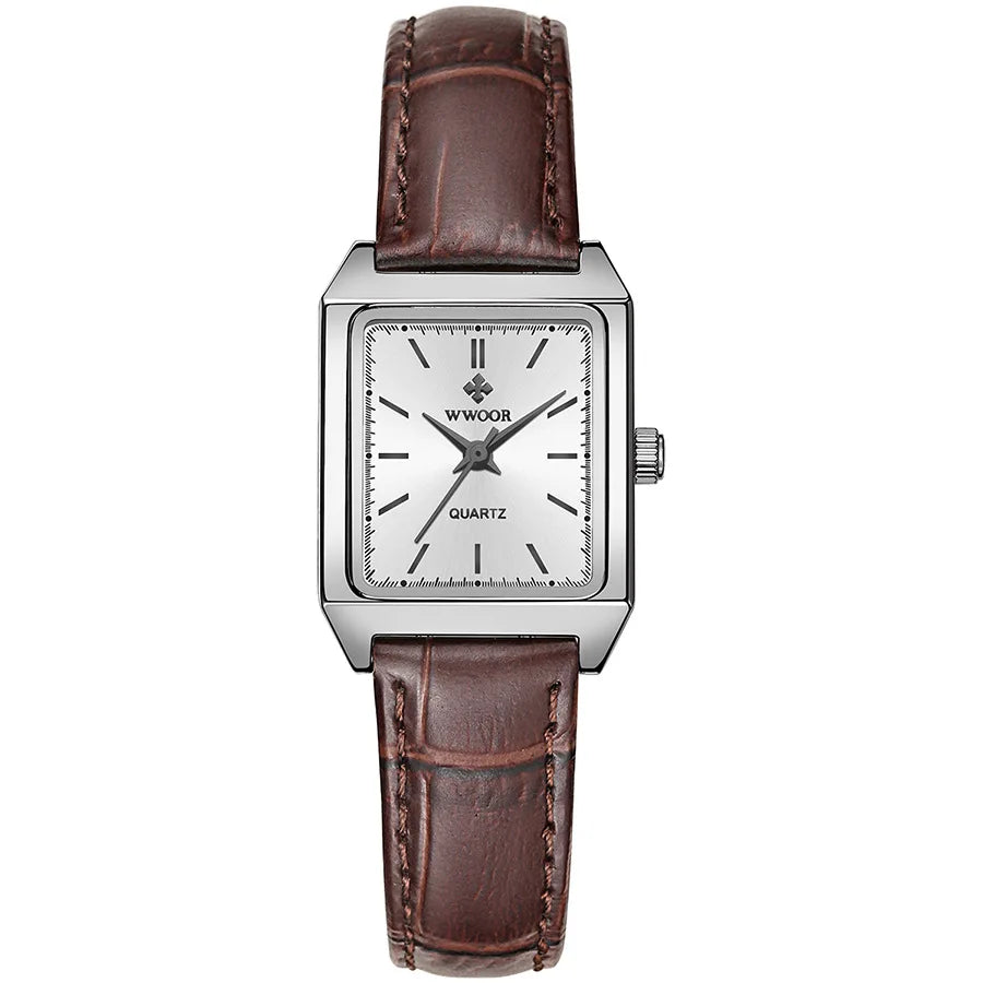 WWOOR 8850 Watches for Women Watches for Girls New Fashion Waterproof Luminous Leather Women's Watches Clock