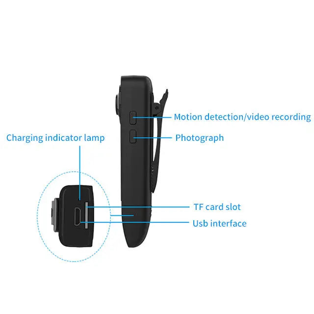 A18 1080P Without Wifi Mini Body Camera Home Security Recording While Charging Motion Detection Night Vision Indoor and Outdoor