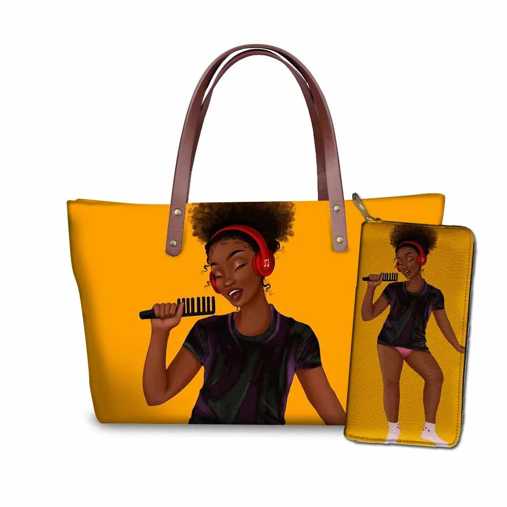Young Ladies Handbags Black Art American African Girls Printed Popular Hand Bags Women Handbags Lady Fashion Designers Handbags