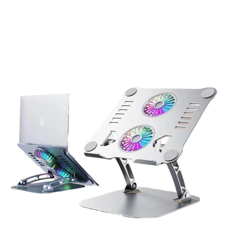 Wholesale Dual Fan Aluminum Alloy Ergonomic  Laptop Stands with Fan Adjustable Foldable Portable  Metal Tablet Cooling Stand