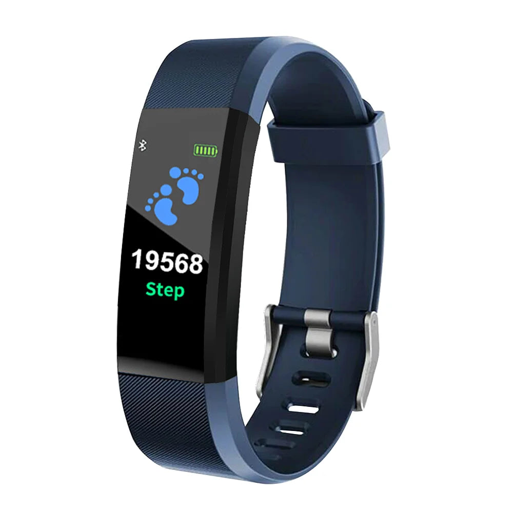 New 115Plus Smart Watch Health Bracelet with Heart Rate & Blood Pressure Monitoring Fitness Tracker Bluetooth Wristband