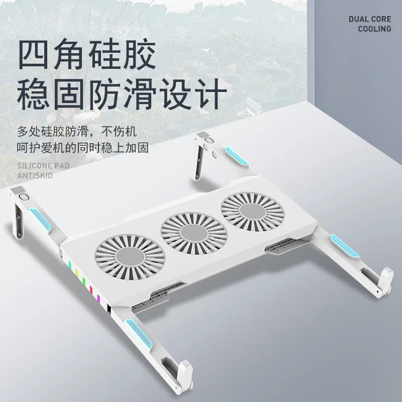 Hot Sales Laptop Radiator Portable Storage Three-core Fan Cooling Base Laptop Cooler RGB Light Emitting Computer Bracket
