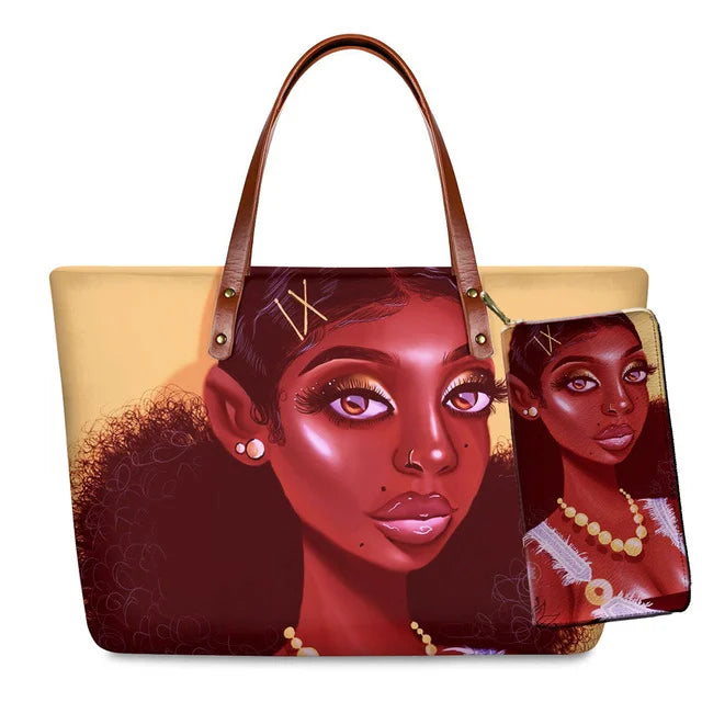 Young Ladies Handbags Black Art American African Girls Printed Popular Hand Bags Women Handbags Lady Fashion Designers Handbags