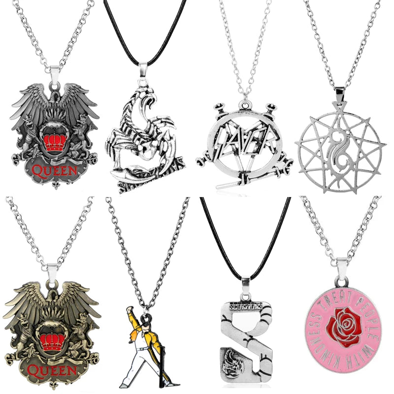 Punk Rock Band Necklace Fashion Gothic Sexy Pop Star Singer Music Band Pendant Link Chain for Women Men Fans Gifts