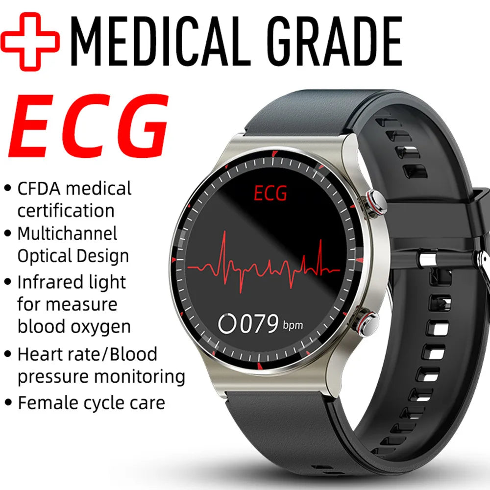 ECG PPG SmartWatch G08 Body Temperature Blood Oxygen Pressure Heart Rate Measurement Man Smart Watch for Health Care