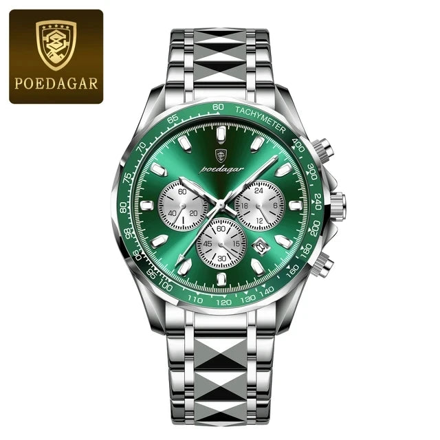 POEDAGAR 815 Sports Quartz Watches Men Stainless Steel Waterproof Calendar Watch Wrist Luminous Hands Men's Watches Reloj Clock