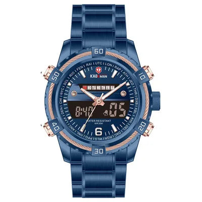 KADEMAN K6173 Waterproof Digital Men's Watches Luxury Quartz Gold Stainless Steel Wristwatch Fashion Business Watch