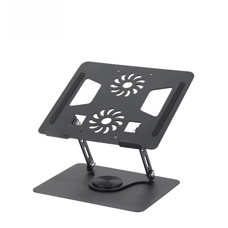 Metal Adjustable Laptop Stand 360 Degree Rotating Laptop Cooling Stand Foldable Laptop Riser Stand with Double Fans