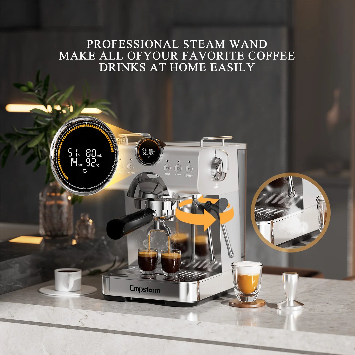 Empstorm CB1 Espresso Machine 120v Electric Semi Automatic Coffee Machine US Local Stock  with Complete Accessories