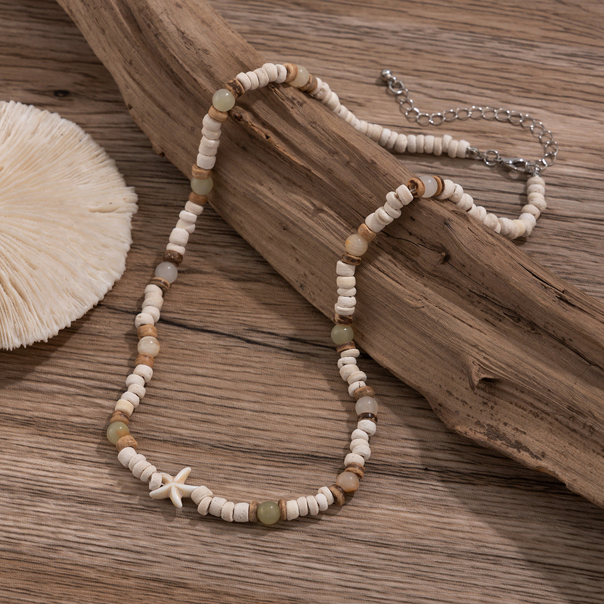 Coconut Shell Natural Stone Beaded Hip Hop Versatile Clavicle Chain