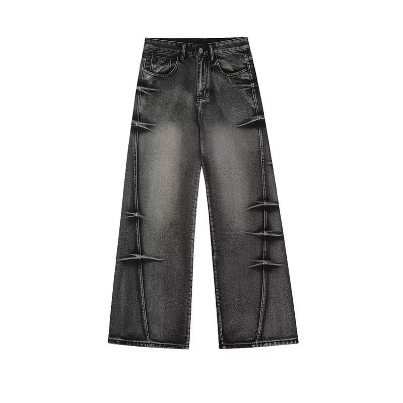 Washed Worn Jeans Men's Loose