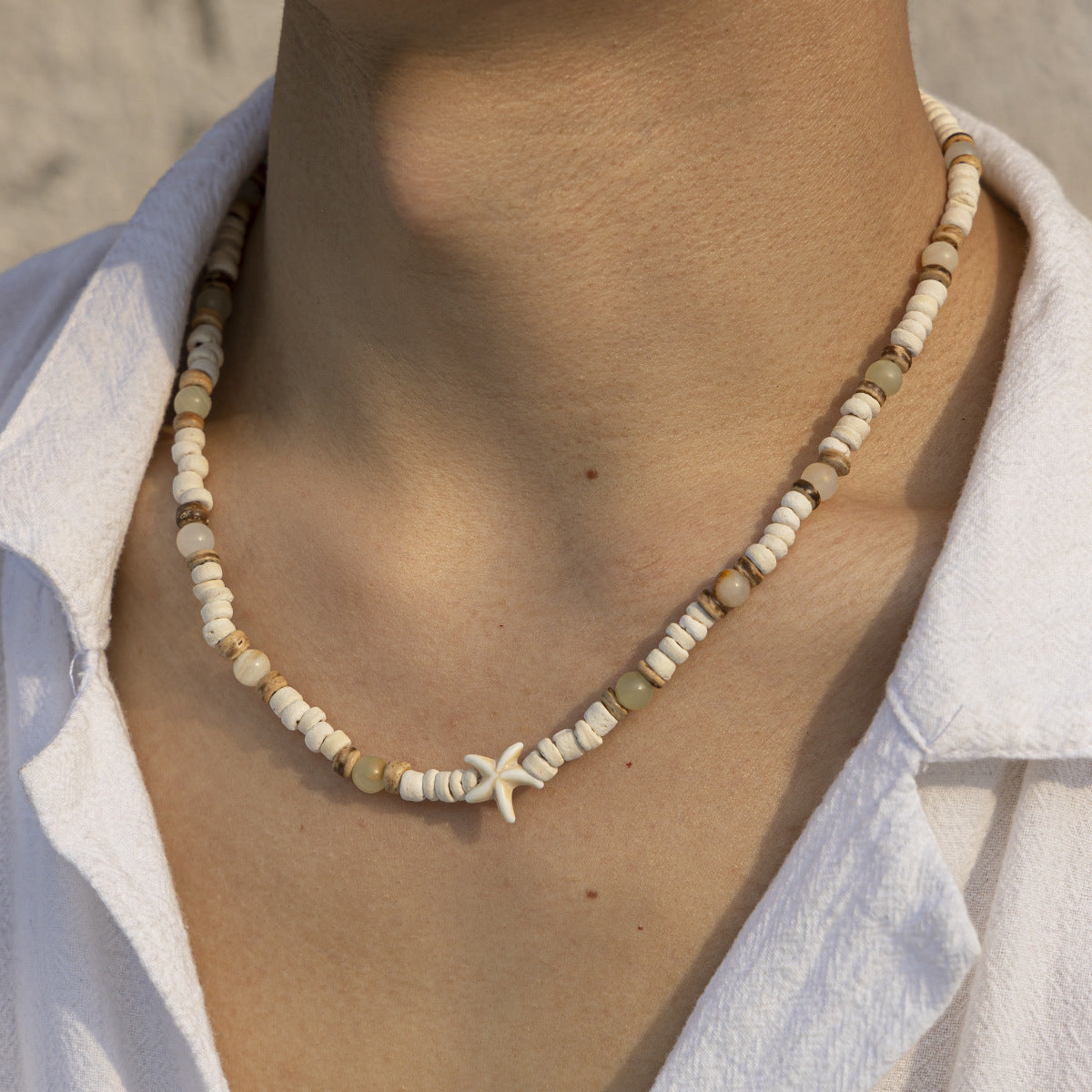 Coconut Shell Natural Stone Beaded Hip Hop Versatile Clavicle Chain
