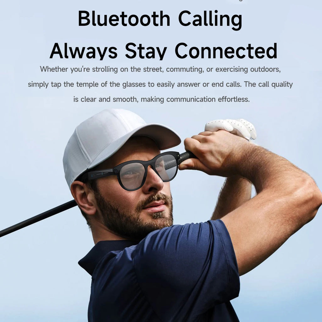 Smart Glasses AI New Bluetooth Call 1080P HD Fashion Sunglasses For Men Women Translation Camera Music Headphones Outdoor Sports