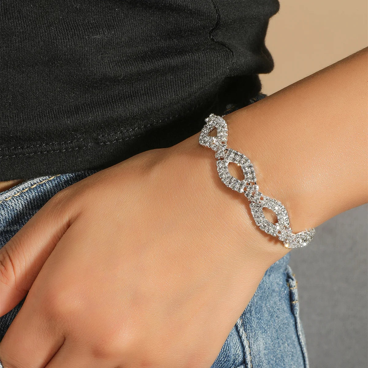 Wedding Bridal Jewelry 1-10 Row Cuff CZ Rhinestone Crystal Stretch Strand Bracelet Bangle Dropshipping