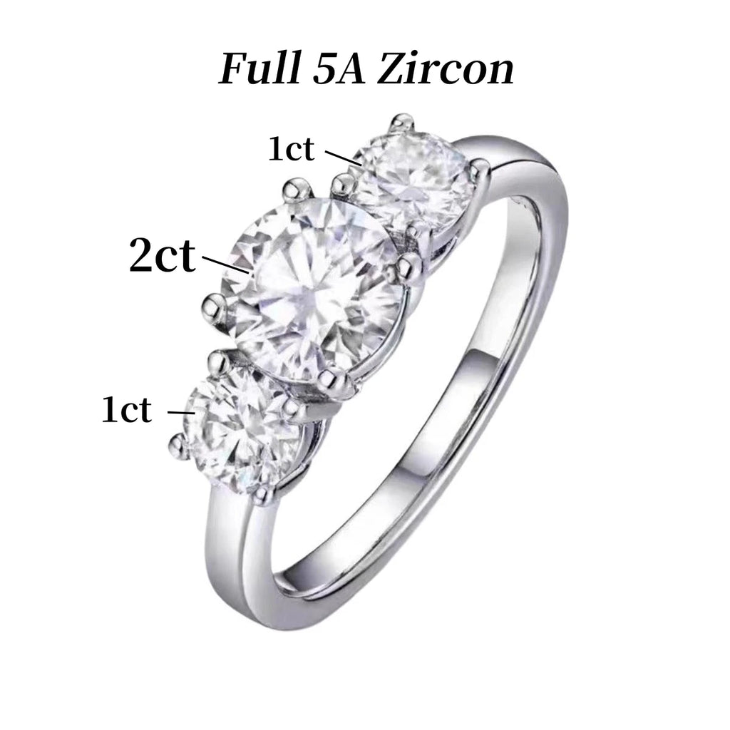 2/4CT GRA Certified Moissanite Rings 925 Sterling Silver Three Diamond Engagement Wedding Band For Women 18K Plated Fine Jewelry