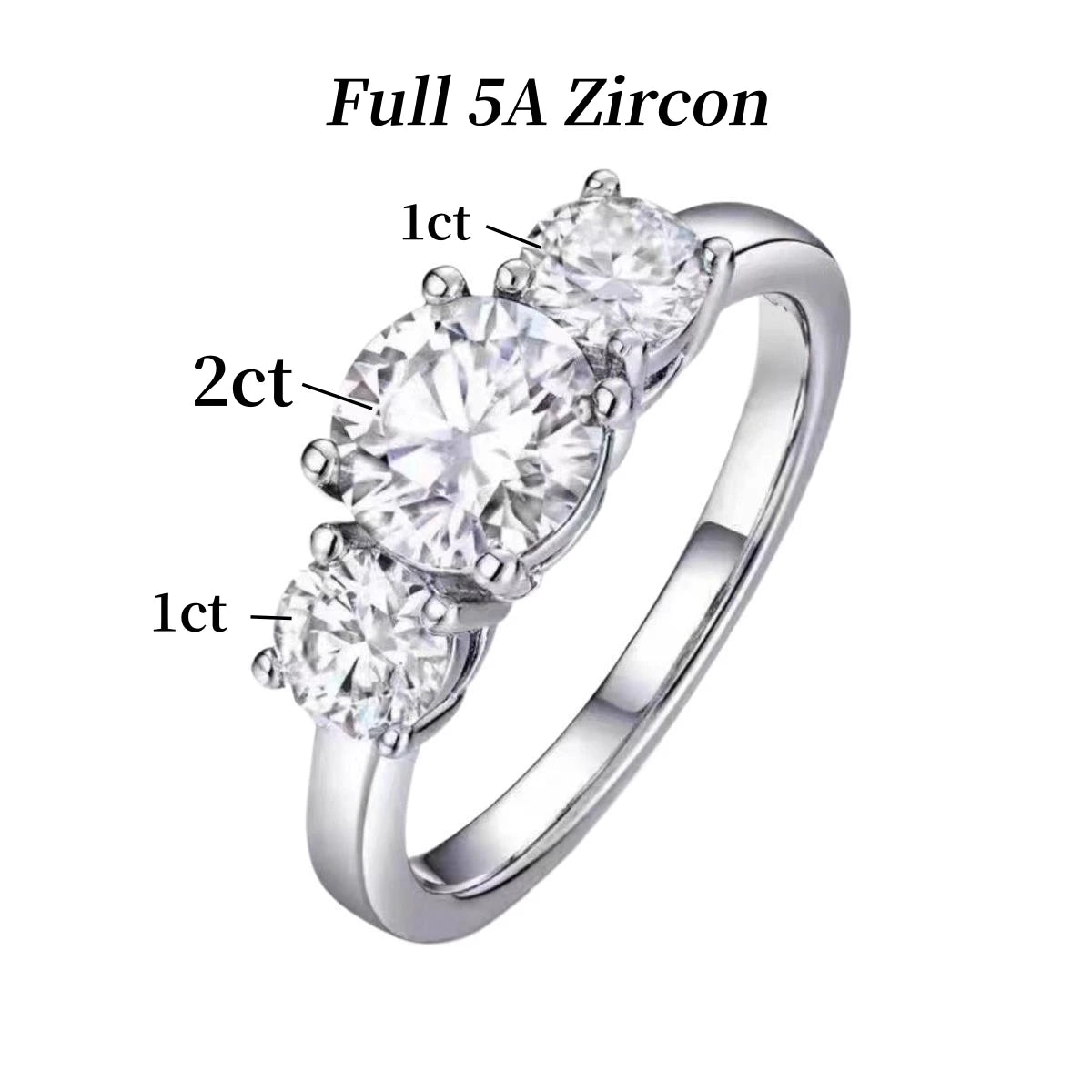 2/4CT GRA Certified Moissanite Rings 925 Sterling Silver Three Diamond Engagement Wedding Band For Women 18K Plated Fine Jewelry