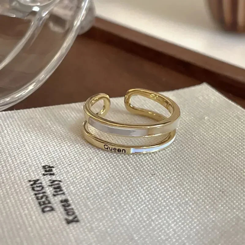 New 4Pcs Punk Adjustable Open Gold Color Ring Fashionable Smooth Metal Ring Set Women's Aesthetics Party Jewelry Birthday Gifts