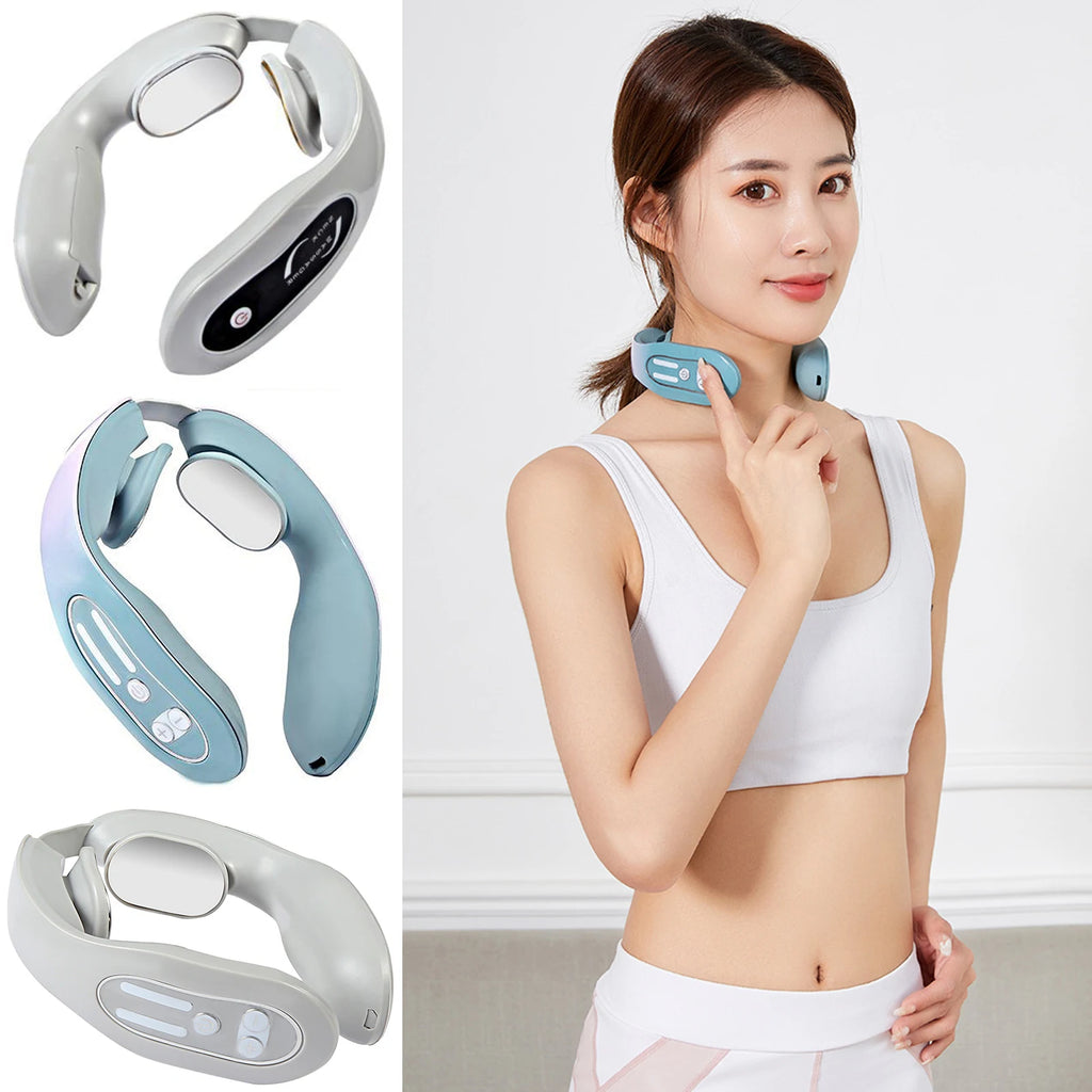 EMS-Neck Acupoints Lymphvity Massager Device Intelligent Neck Massager With Heat for Neck Shoulder