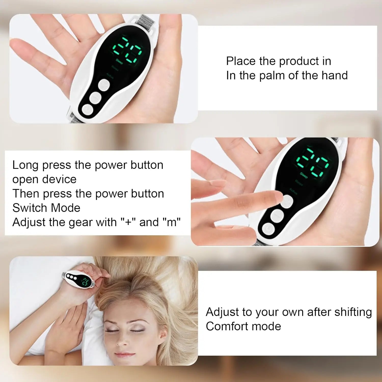 New Microcurrent Sleep Aid Device EMS Sleep Aid Machine Sleep Instrument for Insomnia Stress Anxiety Relief Palm Pulse Massager