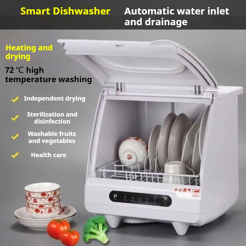 Fully Automatic Dishwasher Household Desktop Dish Disinfection Cabinet Dryer Cupboard Kitchen Tableware Storage Dryer