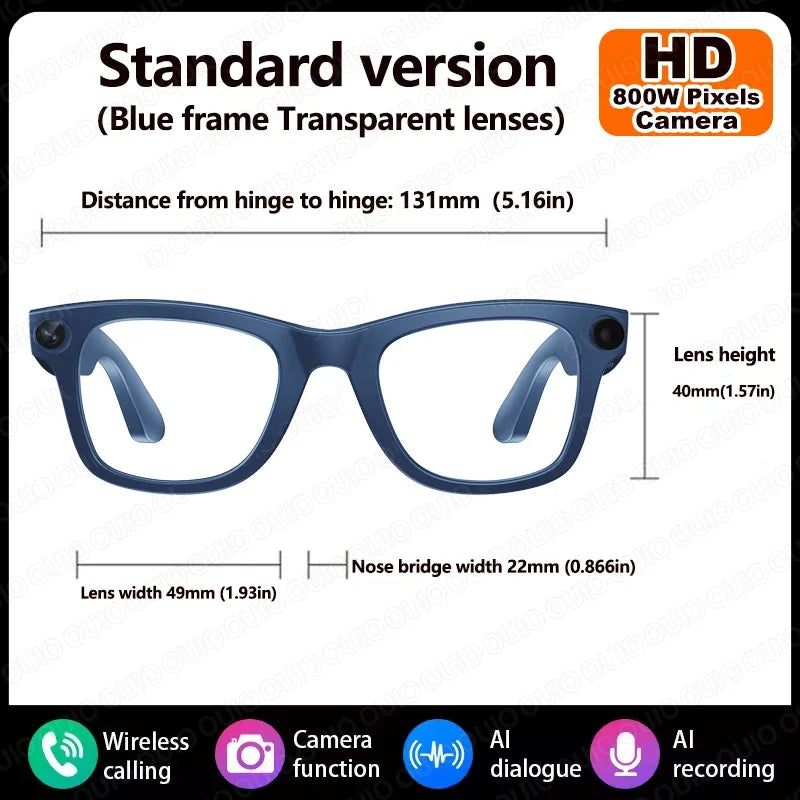 2025 Smart Glasses 800W Camera 1080P HD Video Recording Translation Wireless Calling AI Voice Smart Touch Control Smart Glasses