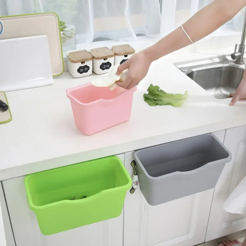 Kitchen Cabinet Door Hanging Mini Waste Bins Household Rubbish Cleaning Tool