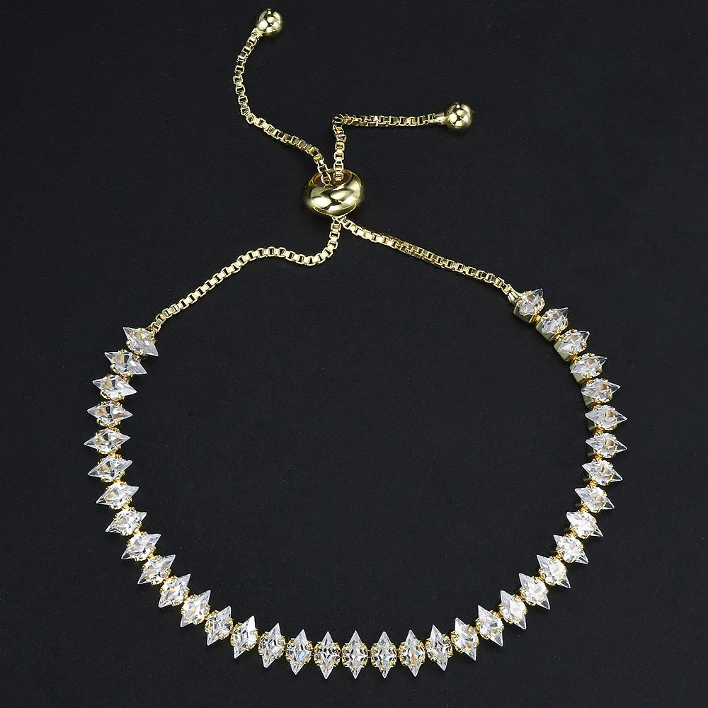 Luxury Dainty Tennis Bracelet for Women Silver Color Sparkling Cubic Zircon Stackable Hand Chain Crystal Wedding Jewelry H085
