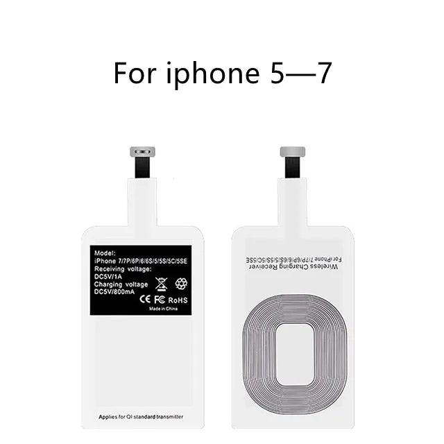 Wireless Charger Receiver Support Type C Micro USB Fast Wireless Charging Adapter For iPhone Ios Android phone Wireless Charge