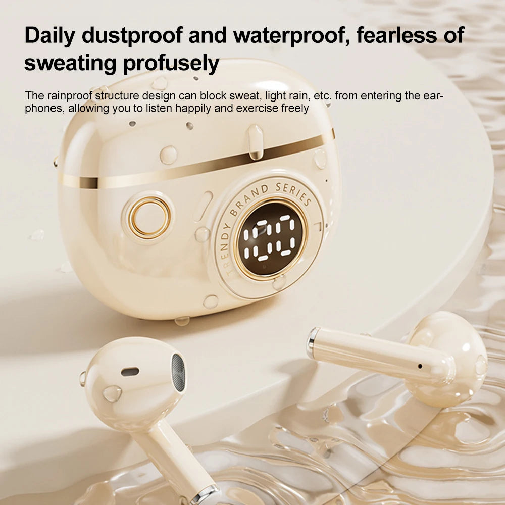 Bluetooth 5.4 Earphones TWS Wireless Headphones Mini Earbuds LED Display Gaming Headsets HiFi Stereo Noise Reduction Earphone
