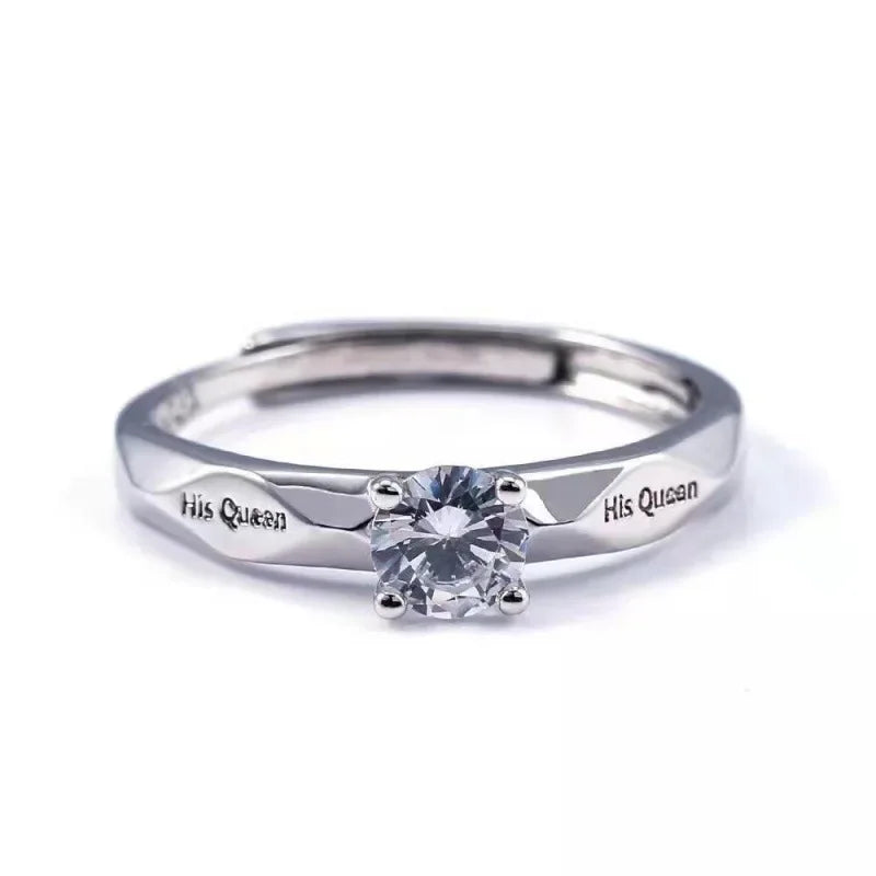 Luxury Trendy Couple Pledge Love Token Ring with Letter His Queen&Her King Engraved Wedding Ring for Women&Men Finger Rings