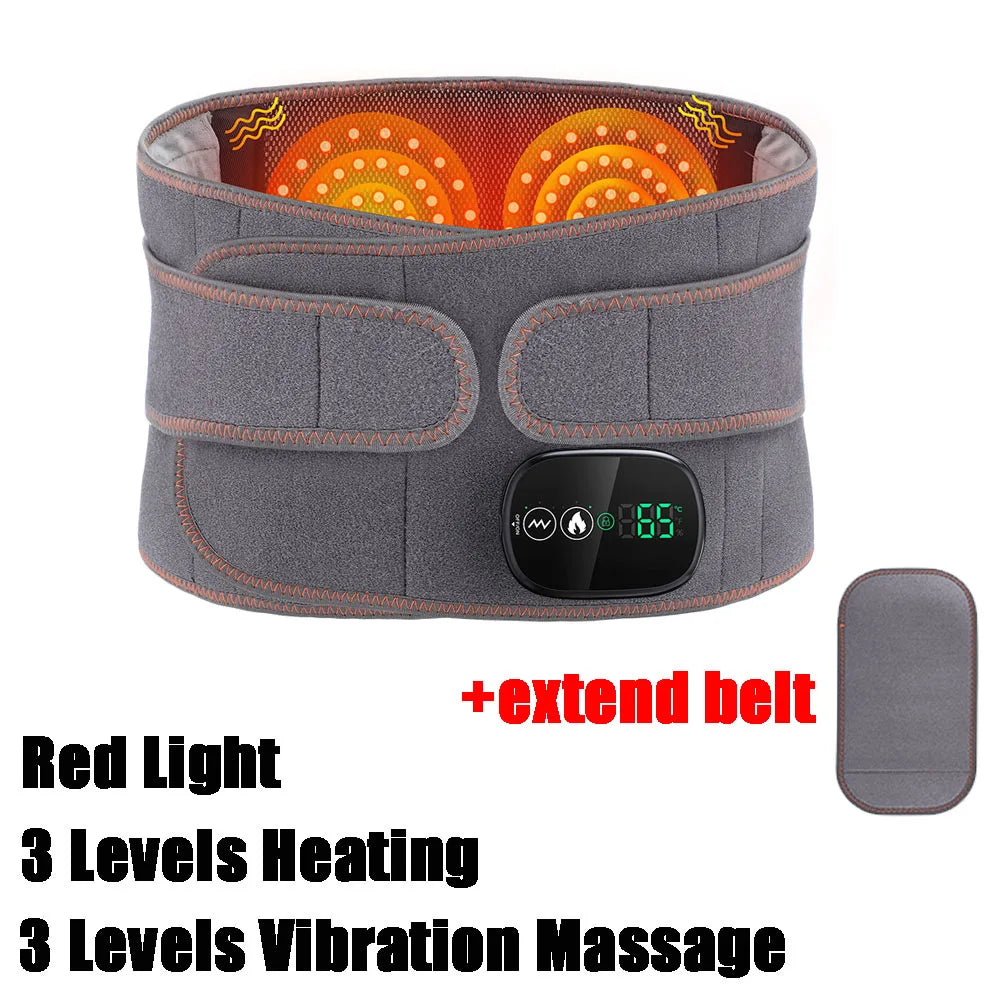 Infrared Heating Waist Massager Electric Belt Vibration USB Charge Red Light Hot Compress Lumbar Back Support Brace Relaxation