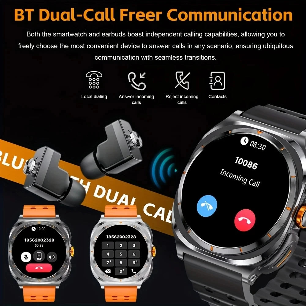 2025 New Smartwatch 2 In1 Headset Features Bt Call Health Detection, Ip67 Water Resistance, Gps Positioning, Sports Mode Watch