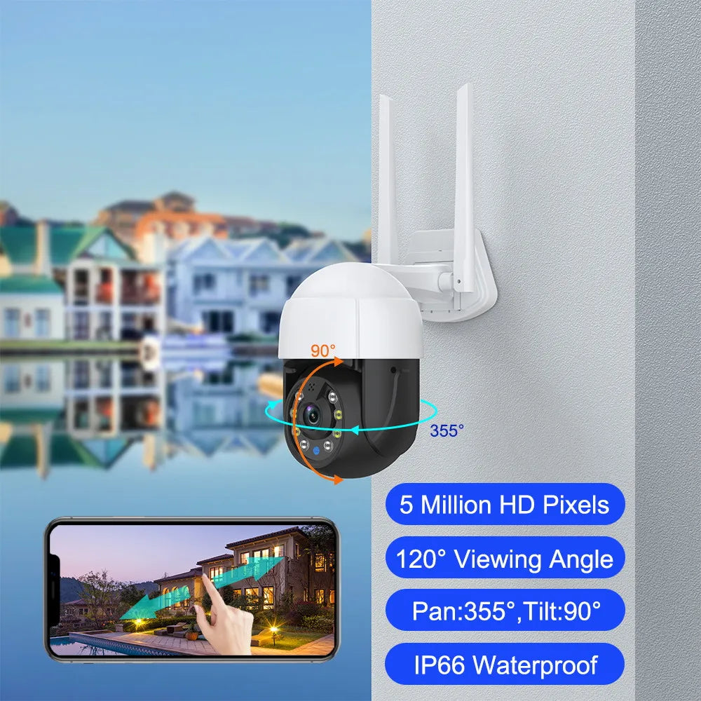 5MP Tuya Speed Dome PTZ IP Camera Outdoor Auto Tracking Wireless WIFI Camera P2P CCTV Camera Full Color  AI Detect Surveillance