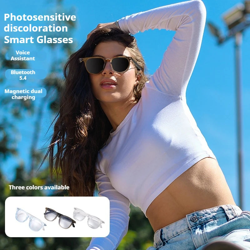 GS07 Smart Photochromic Bluetooth Glasses, 27g Lightweight & Stylish, Touch Control & HIFI Sound, Outdoor/Daily Use