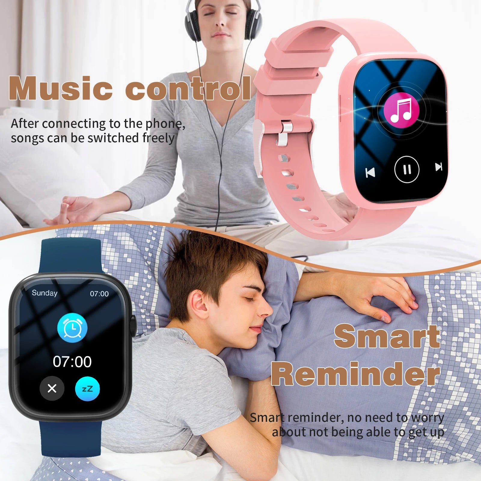 Smart watch, wireless calling /dial, Various APP Reminders,Suitable for men and women, sports watches，for iPhone/Andriod