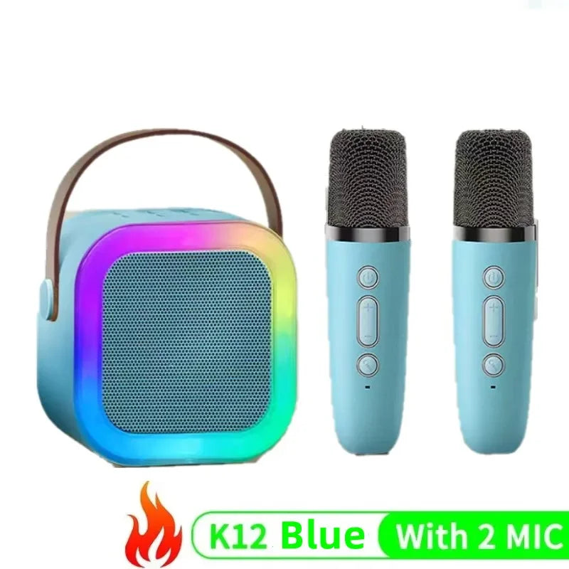 K12 Bluetooth Karaoke Machine Portable  5.3 PA Speaker System with 1-2 Wireless Microphones Home Family Singing Children's Gifts