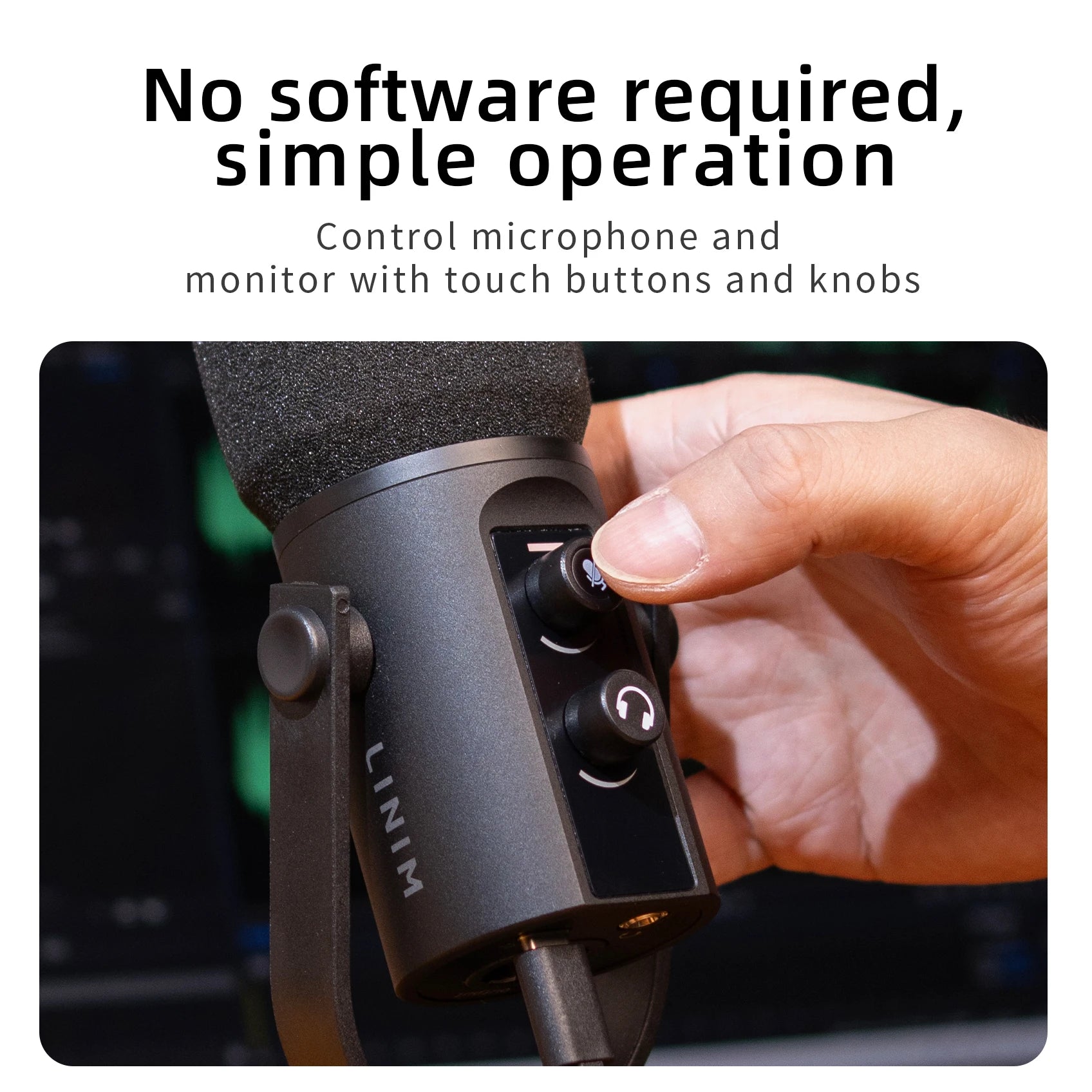 LINIM PD11 Dynamic USB/XLR Microphone with Gain Knob/Touch-mute/Headphone Jack,Recording Mic for PC Sound Card Streaming
