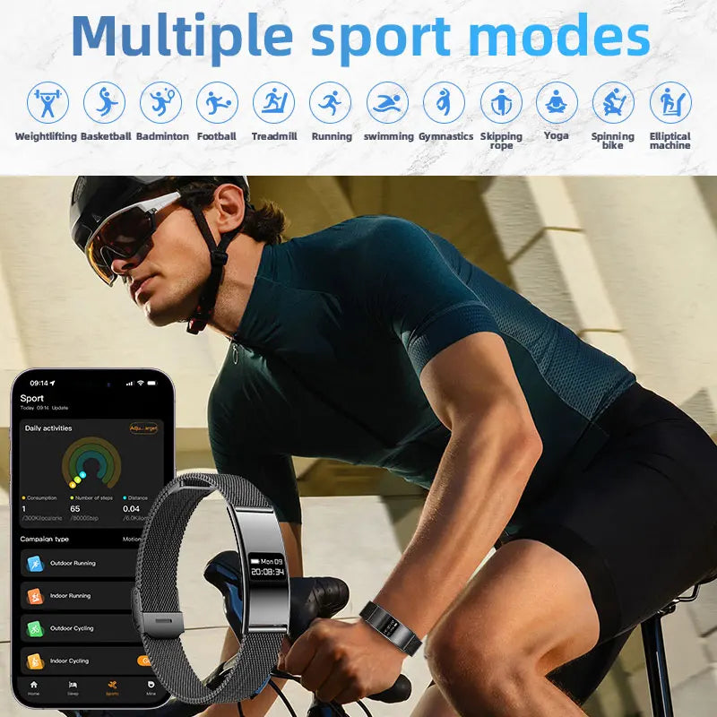 LIGE New Smart Bracelet Ultra-thin Heart Rate Blood Oxygen Sleep Monitoring Waterproof Smart Watch Sports Women Men Smart Band