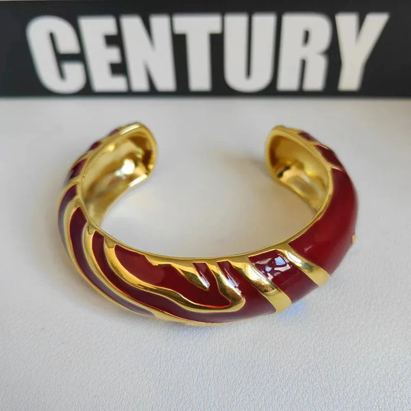 Retro Fashion High-quality Colored Enamel Gold-plated Women's Bracelet New Designer Luxury  High-quality Bangles Ring for Women
