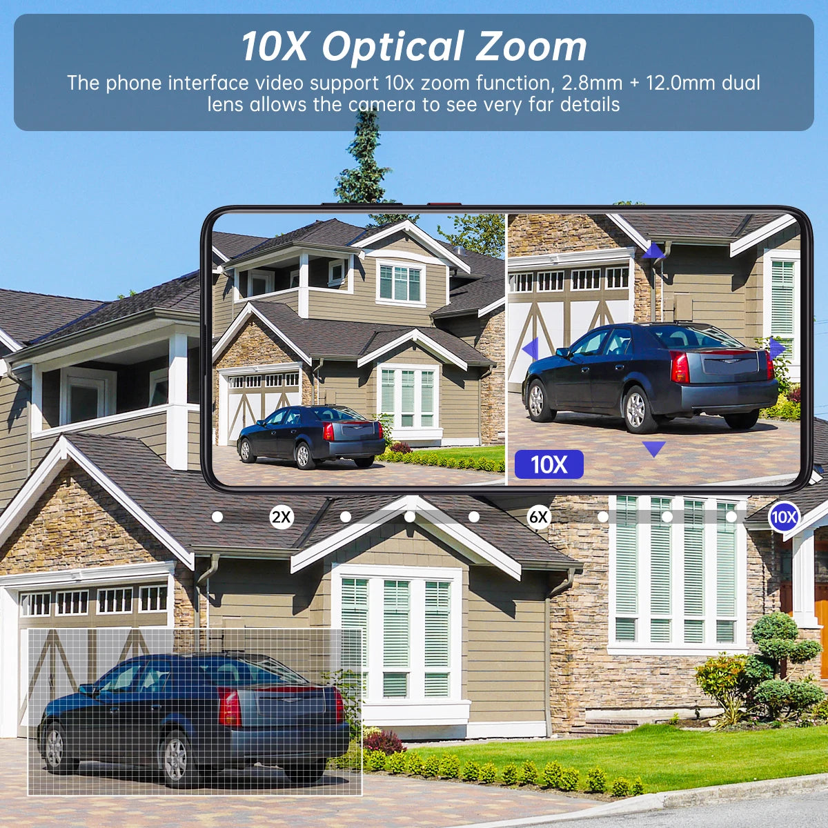 JOOAN 4K 8MP WiFi Surveillance Camera Outdoor Three-Lens Dual Screen Opticial Zoom PTZ IP Camera Auto Tracking CCTV Security Cam